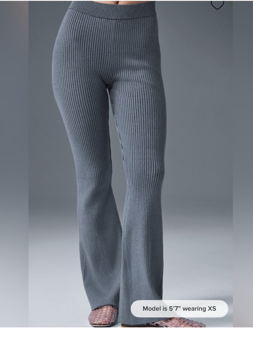Alo Yoga Steel Gray Denim Knit High Waist Lounge Pants Medium